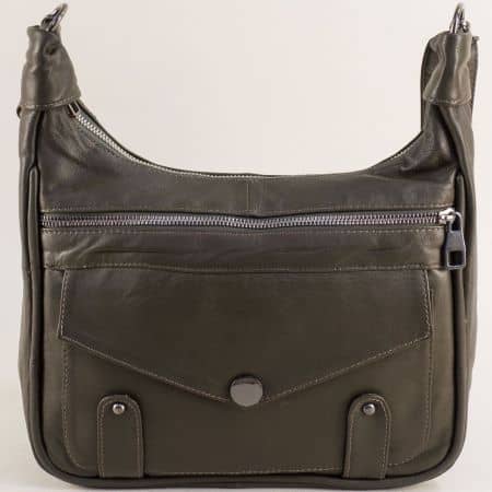 Спортна дамска чанта с преден джоб в сив цвят ch0712tsv