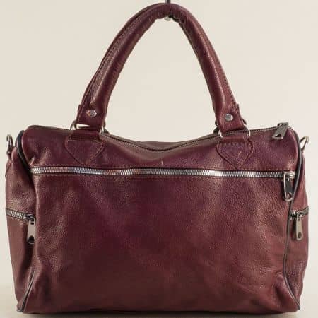 Дамска чанта тип сак в бордо с две дръжки и преден джоб ch0906bd