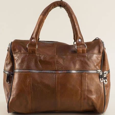 Ежедневна дамска чанта естествена кожа в кафяв цвят ch0906k