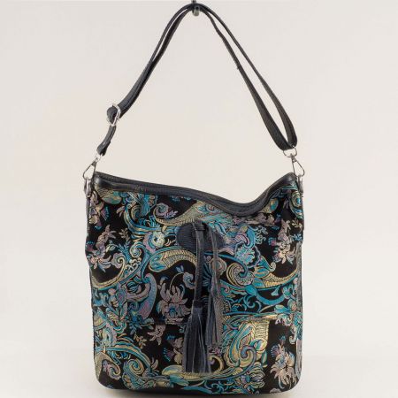 Цветна дамска чанта с регулираща се дръжка от естествена кожа ch090823chps4
