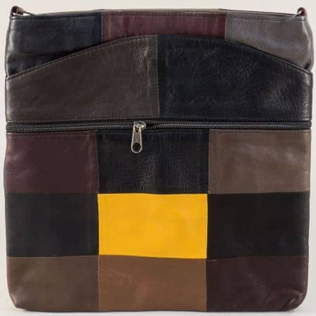 Дамска чанта в кафяво, черно, жълто, сиво, бордо и синьо ch0911ps