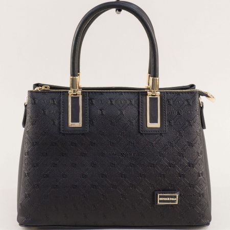 Дамска чанта с ефектна кожа в черен цвят ch1000ch