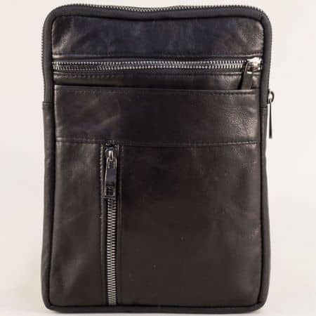 Модерна кожена чанта в черен цвят с дълга дръжка ch1002ch