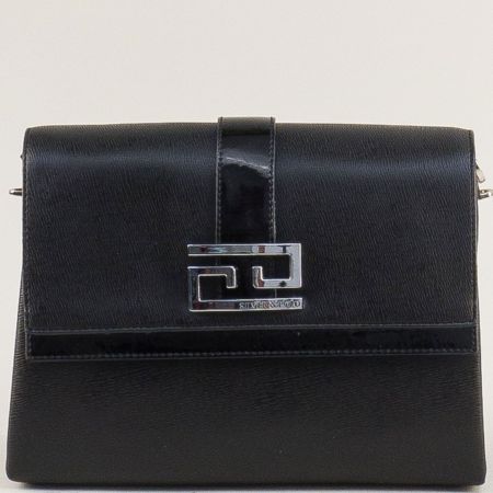 Черна дамска чанта с метален орнамент ch1009ch