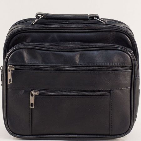 Мъжка чанта в черно от естествена кожа с дълга дръжка ch1011ch