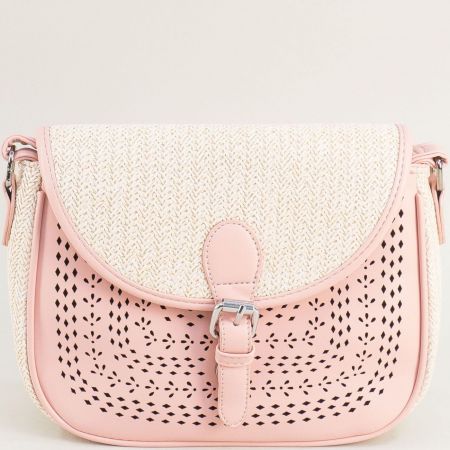 Розова дамска чанта за през рамо с една преграда ch10221rz