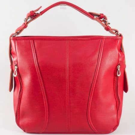 Дамска чанта за всеки ден с две дръжки - дълга и къса на български производител в червен цвят ch1054chv