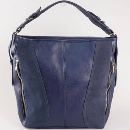 Дамска атрактивна чанта за всеки ден с две дръжки на български производител в синьо ch1054s