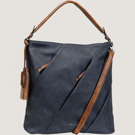 Синя дамска чанта с кафява къса дръжка на Rieker ch1057-14s