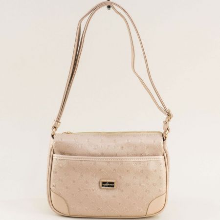 Малка компактна дамска чанта с дълга дръжка в цвят бронз ch1060brz