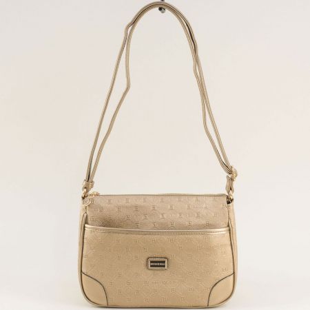 Дамска чанта с преден и заден джоб в цвят бронз ch1060tbrz