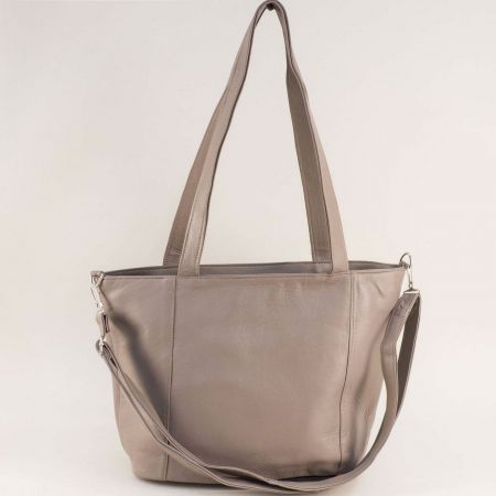 Дамска чанта естествена кожа в бежов цвят с дълга дръжка ch111023bj