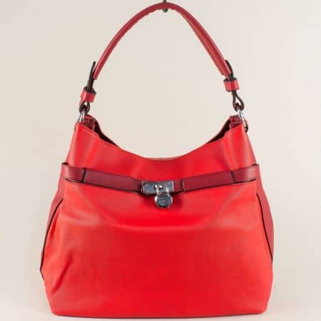 Дамска чанта с къса и дълга дръжка в червен цвят ch1111-2chv