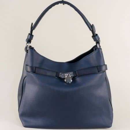 Дамска чанта в син цвят с къса и дълга дръжка ch1111-2s