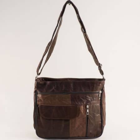 Ежедневна дамска чанта естествена кожа в кафяво ch1212kk