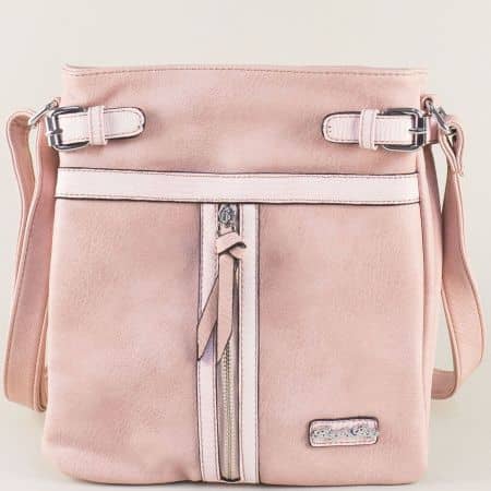 Розова дамска чанта с регулируема дълга дръжка ch1215rz