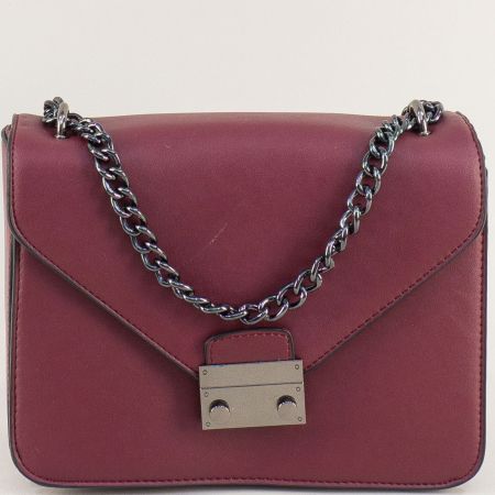Ежедневна дамска чанта в бордо с метална дръжка ch1224bd