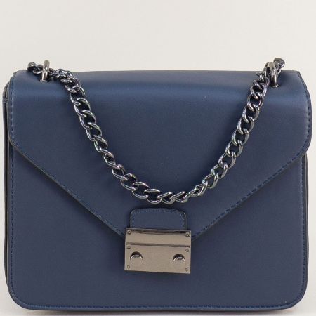 Синя дамска чанта с една преграда и заден джоб ch1224s