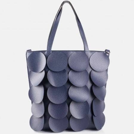 Дамска атрактивна чанта с интересни кръгчета на известен български произвоидетл в син цвят ch1237s