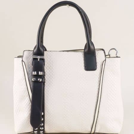Дамска чанта с две къси и дълга дръжка в бежов цвят ch124452bj