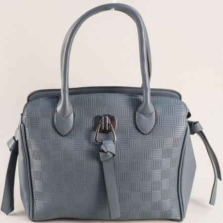 Синя дамска чанта с къса и дълга дръжка ch124477sv