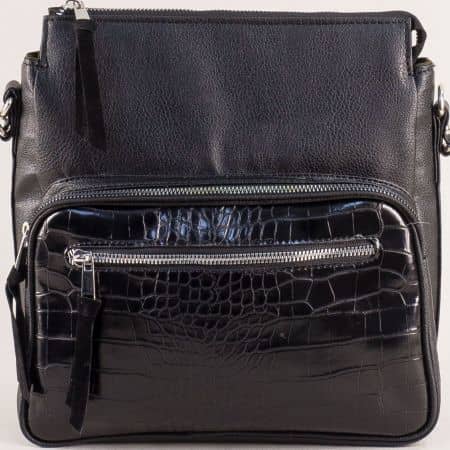 Ежедневна черна дамска чанта с дълга дръжка  ch1103krch