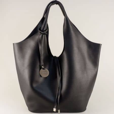 Черна дамска чанта, тип торба с къса дръжка ch1324-3ch