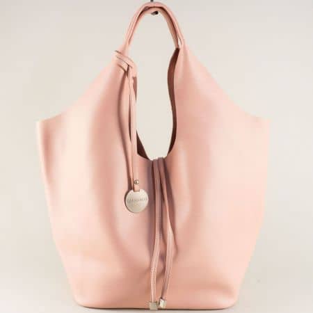 Розова дамска чанта, тип торба с къса дръжка ch1324-3rz