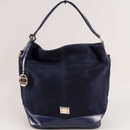 Дамска чанта, тип торба в син цвят с три прегради ch1330-2s