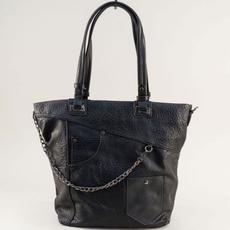 Ежедневна дамска чанта с две прегради в черен цвят ch1356ch