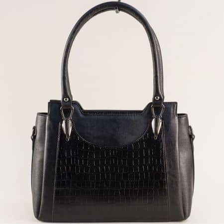 Дамска чанта в черен цвят с кроко принт ch1403krlch