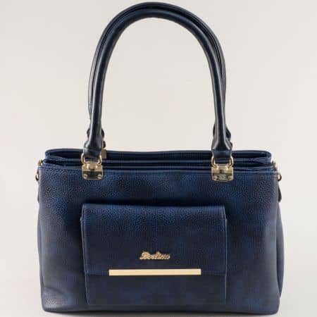 Синя дамска чанта с два външни джоба и три прегради ch1406s