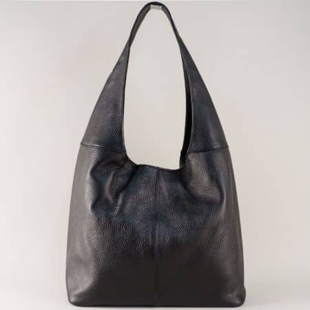 Кожена дамска чанта, тип торба в черен цвят- ИТАЛИЯ ch1420ch