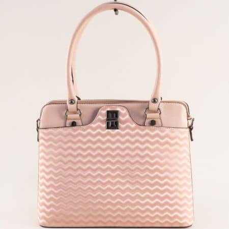 Модерна дамска чанта в розов цвят с самостоятелни прегради ch1503rz