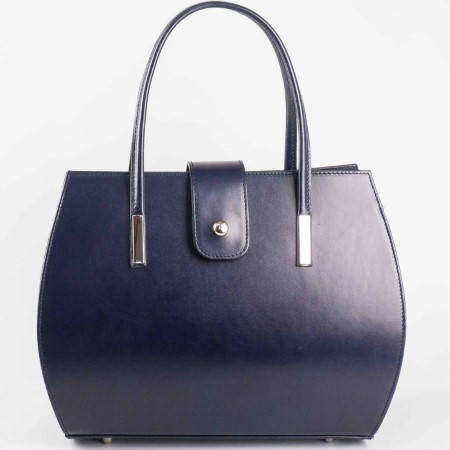 Дамска елегантна чанта изработена от 100% естествена кожа в син цвят ch1514s