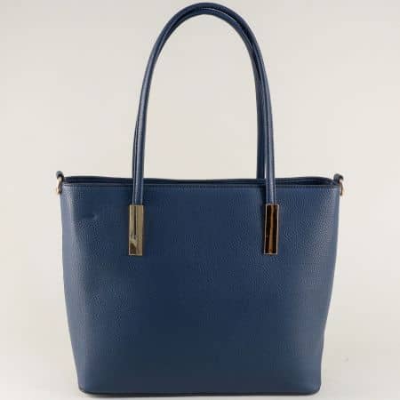 Дамска чанта в синьо с твърда структура ch1520s