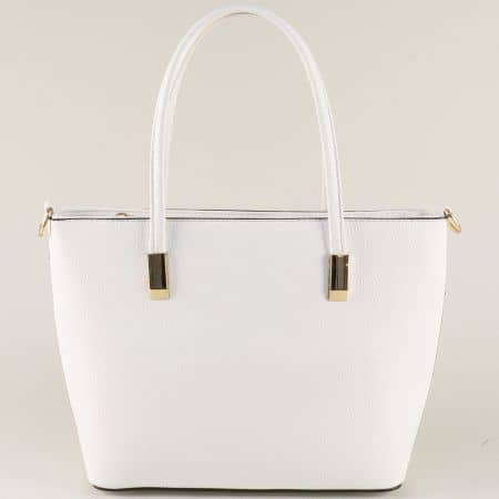 Бяла дамска чанта с две къси и дълга дръжка ch15201b