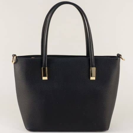 Черна дамска чанта с две къси и дълга дръжка ch15201ch