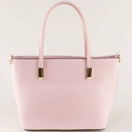 Розова дамска чанта с две къси и дълга дръжка ch15201rz
