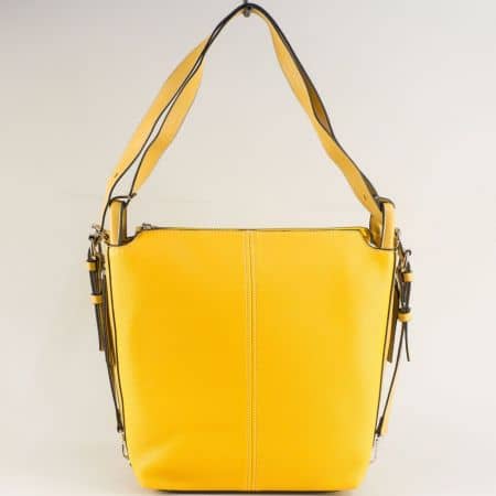 Жълта дамска чанта с три прегради ch15402j