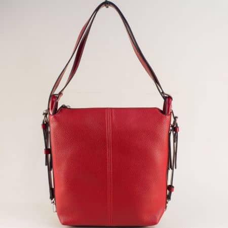 Дамска чанта в червено с къса и дълга дръжка ch15402tchv