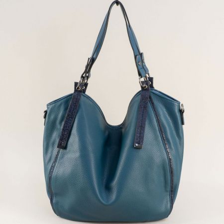 Ежедневна дамска чанта с екстравагантни дръжки в син цвят  ch1599s