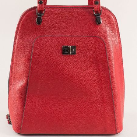 Две в едно дамска раница и чанта естествена кожа в червен цвят ch160822chv