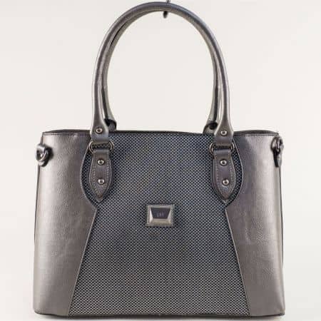 Дамска чанта с твърда структура в сив цвят ch1611sr