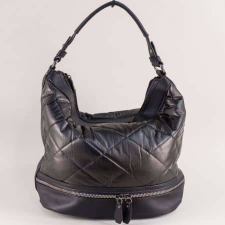 Дамска чанта, тип торба в черен цвят с три прегради ch164ch