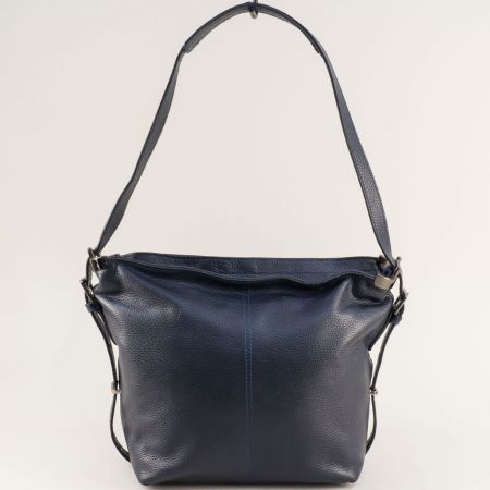 Синя кожена дамска чанта с дълга дръжка ch170822ts