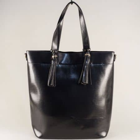 	Дамска чанта с две къси и дълга дръжка в черен цвят ch1735-74ch