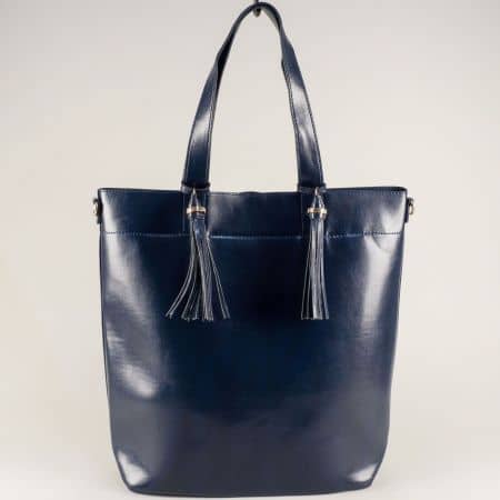 	Дамска чанта с две къси и дълга дръжка в син цвят ch1735-74s