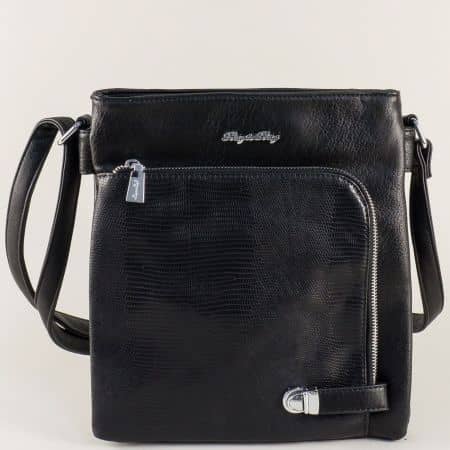 Дамска чанта с два външни джоба с цип в черен цвят ch1736ch