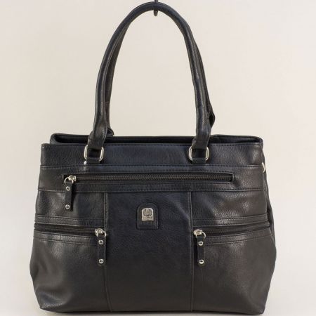 Ежедневна дамска чанта с къса и дълга дръжка в черно ch1745ch
